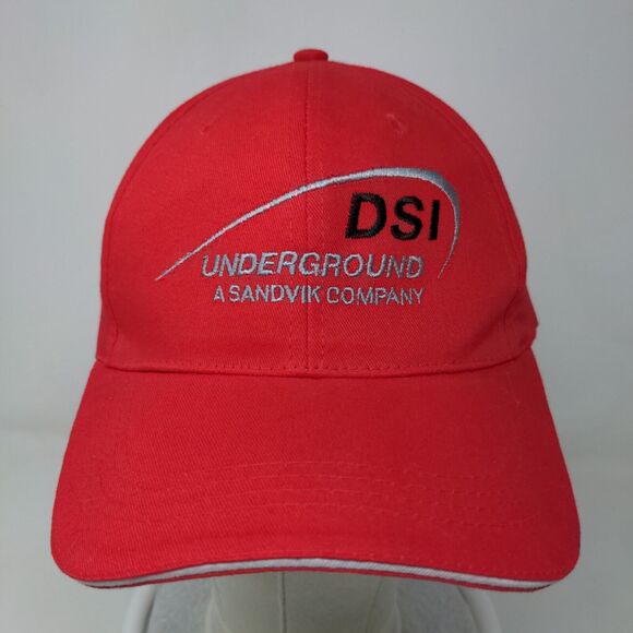 DSI Underground Men's Strapback Hat Red Embroidered Logo Sandvik Company - Picture 2 of 8